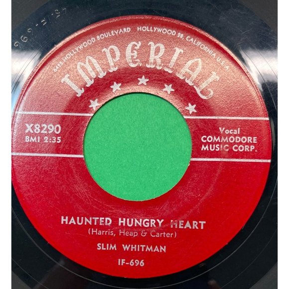 Slim Whitman Haunted Hungry Heart / Roll On Silvery Moon 45 Country Imperial VG+ - Picture 1 of 4